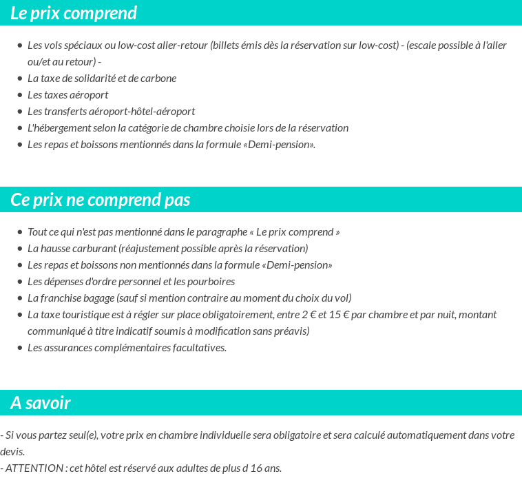 Conditions tarifaires