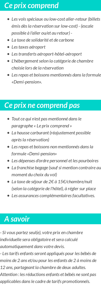 Conditions tarifaires