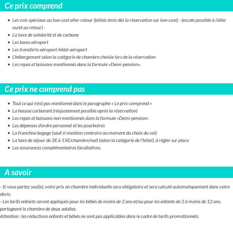 Conditions tarifaires