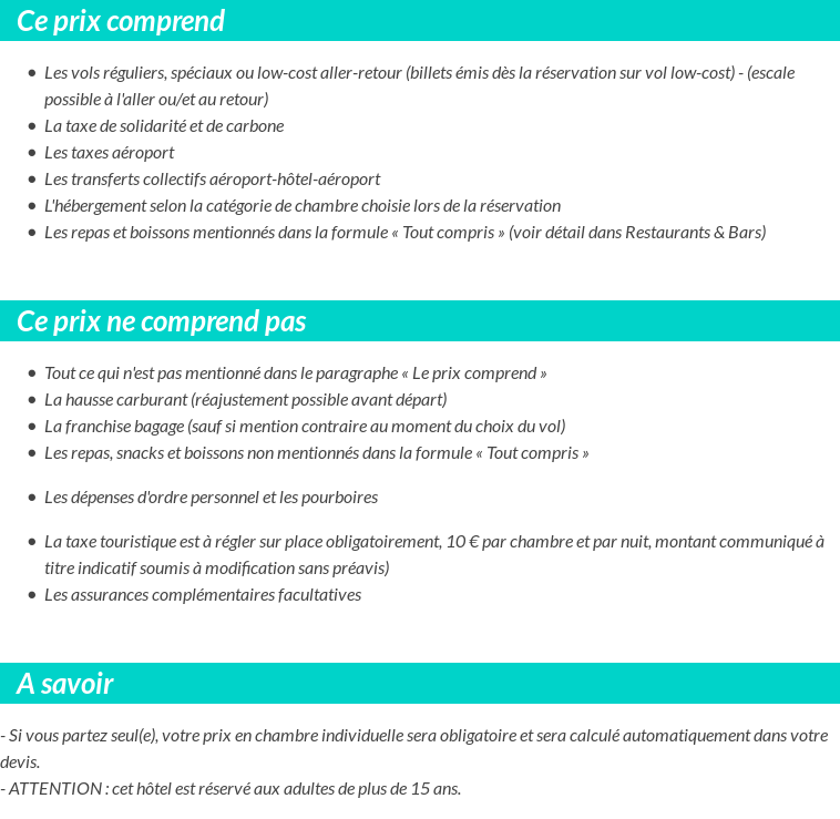 Conditions tarifaires