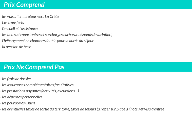Conditions tarifaires