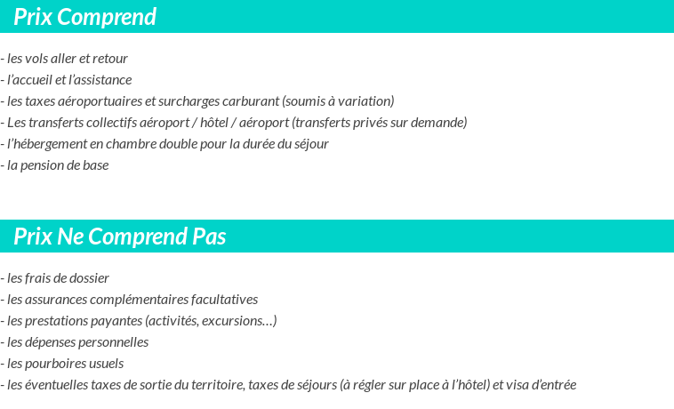 Conditions tarifaires