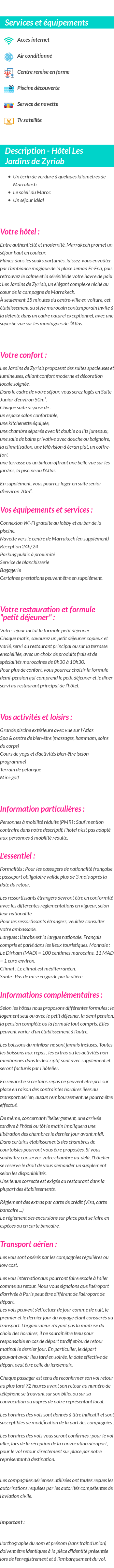 Détails du séjour
