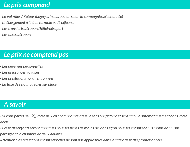 Conditions tarifaires