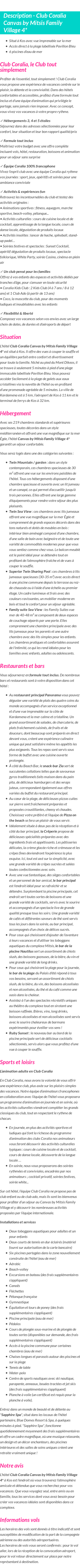 Détails du séjour
