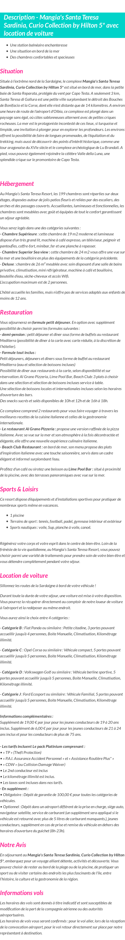 Détails du séjour