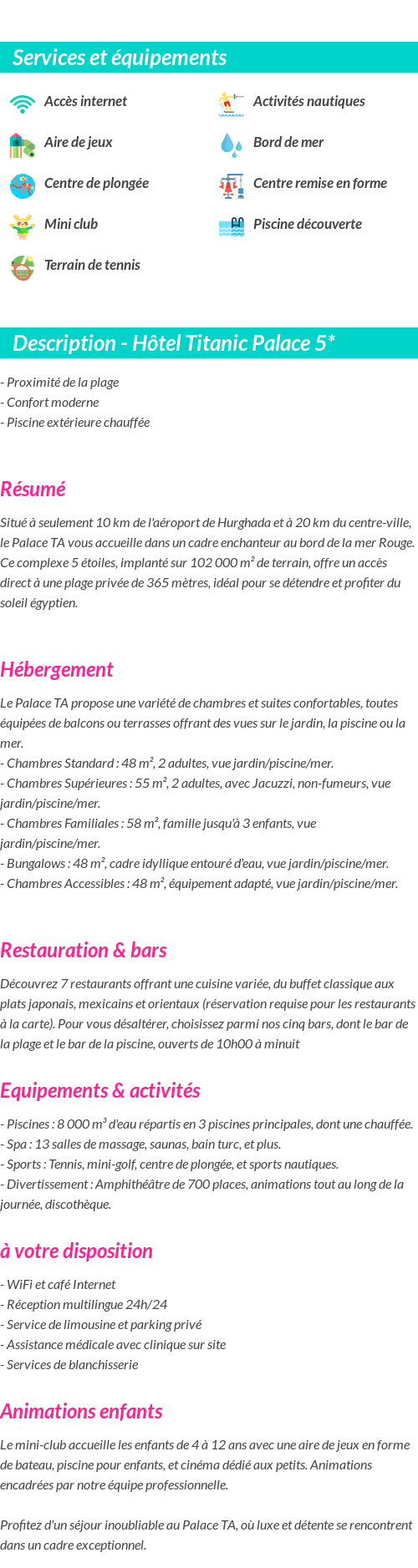 Détails du séjour