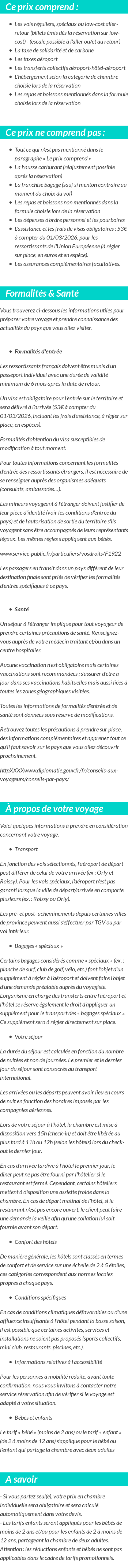 Conditions tarifaires