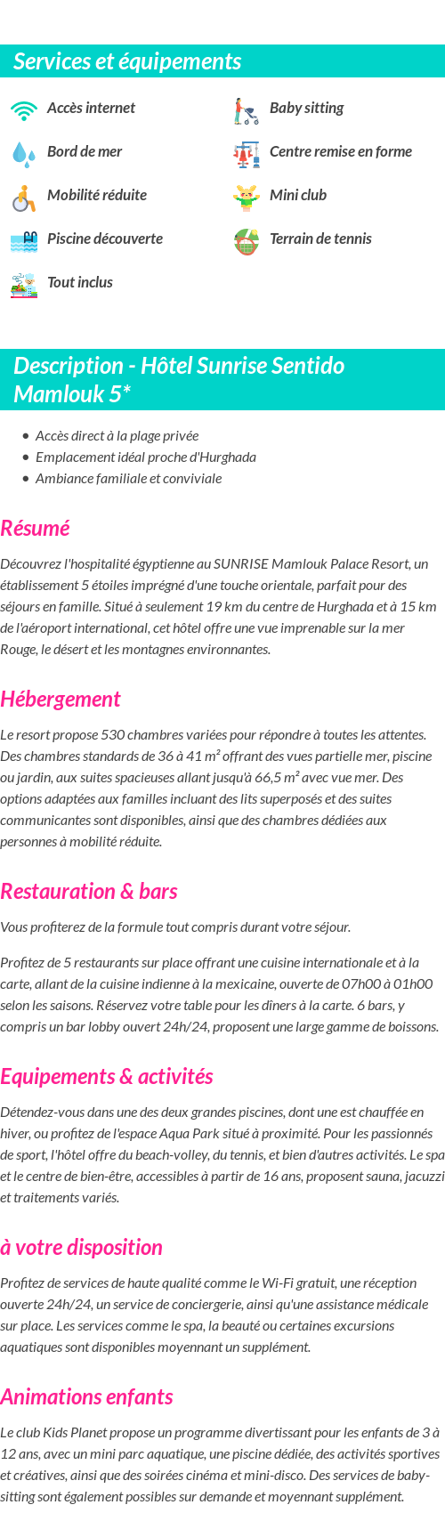Détails du séjour