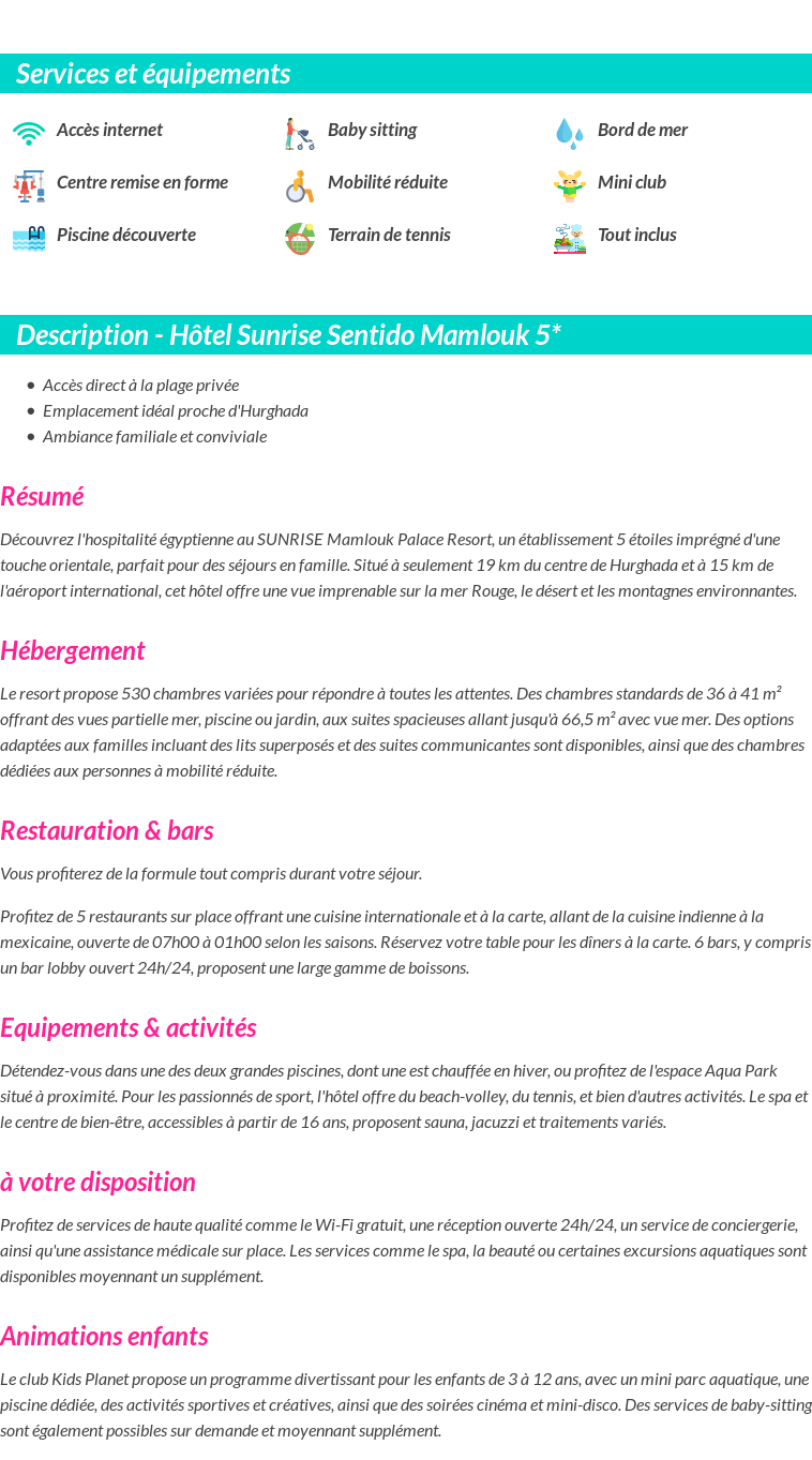 Détails du séjour