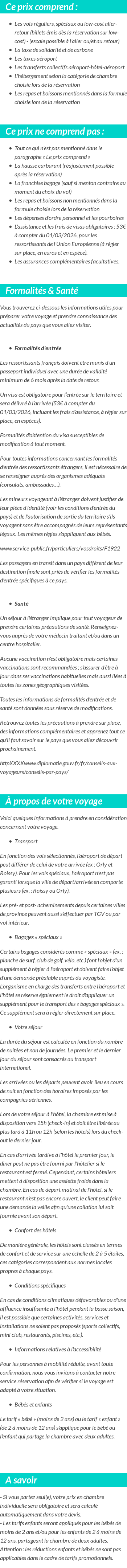 Conditions tarifaires