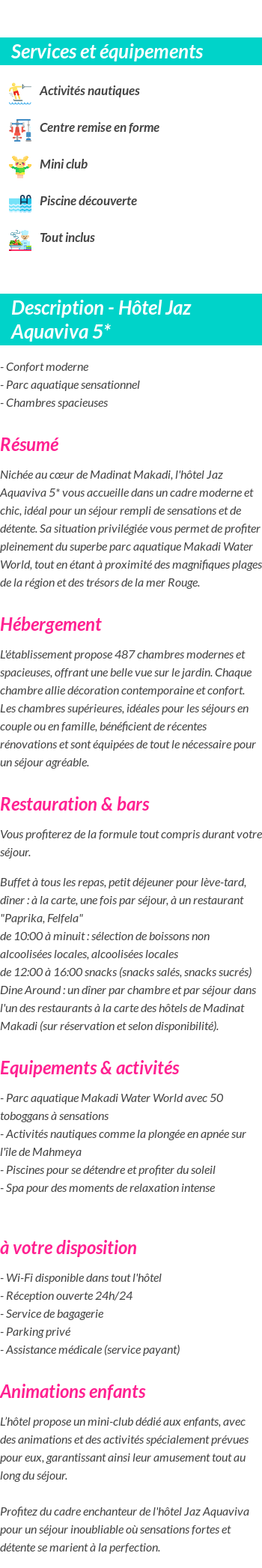 Détails du séjour