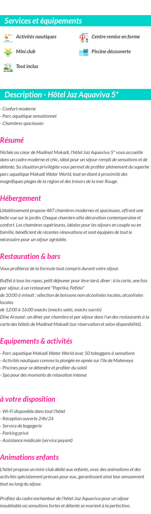 Détails du séjour