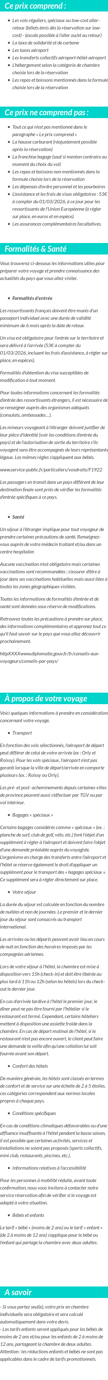 Conditions tarifaires