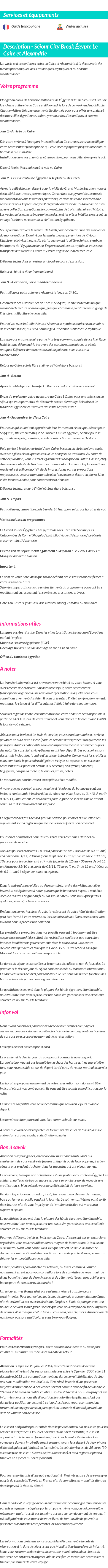 Détails du séjour