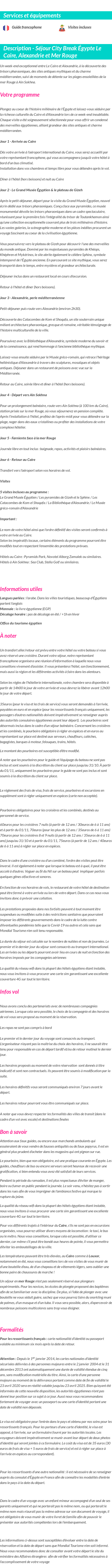 Détails du séjour