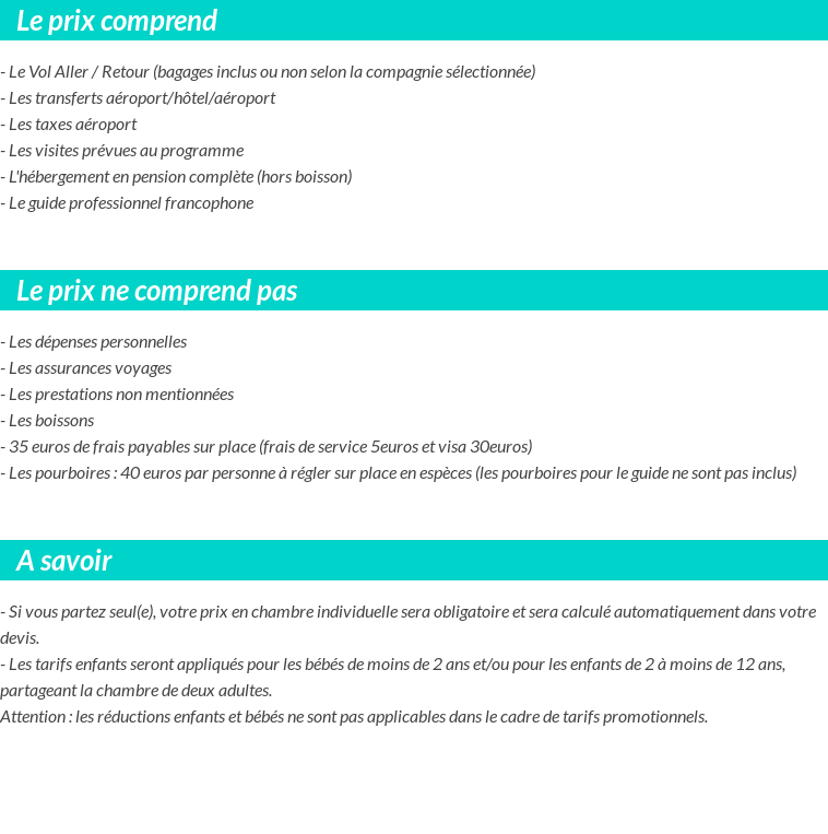 Conditions tarifaires