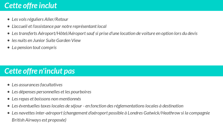 Conditions tarifaires