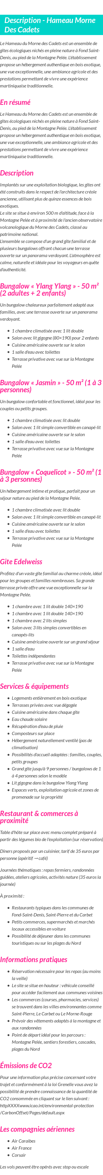 Détails du séjour