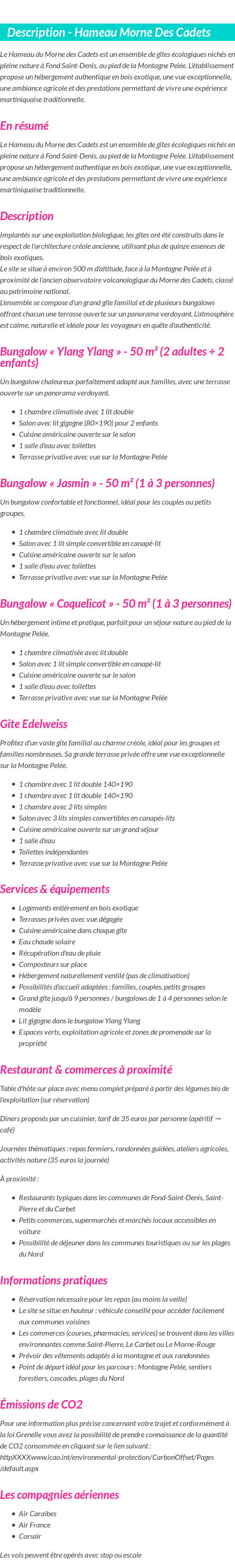 Détails du séjour