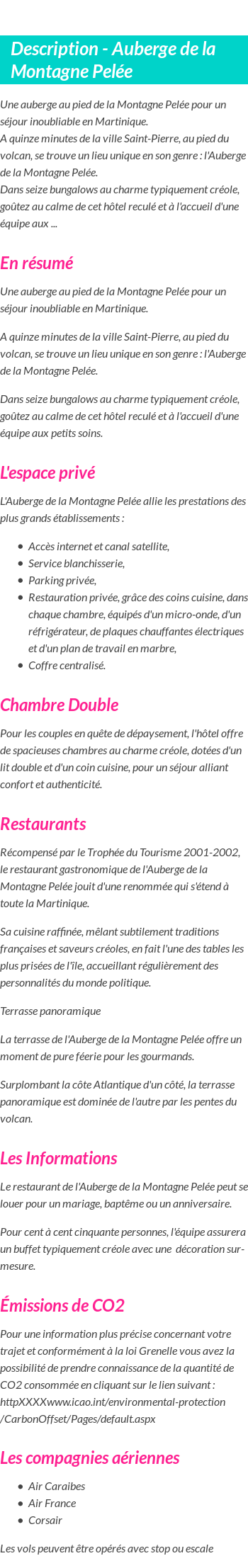 Détails du séjour