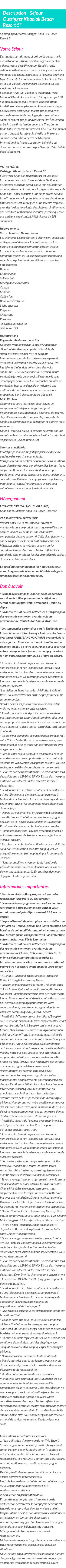 Détails du séjour