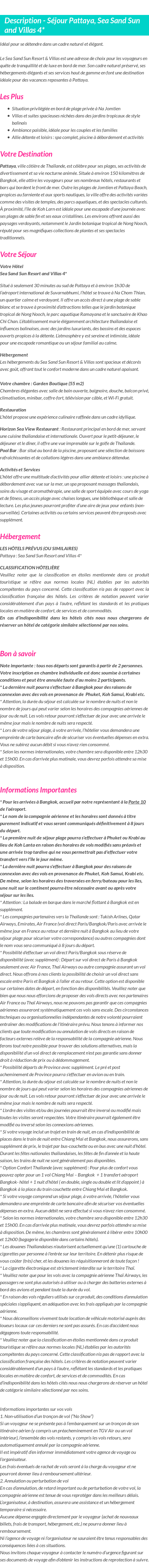 Détails du séjour