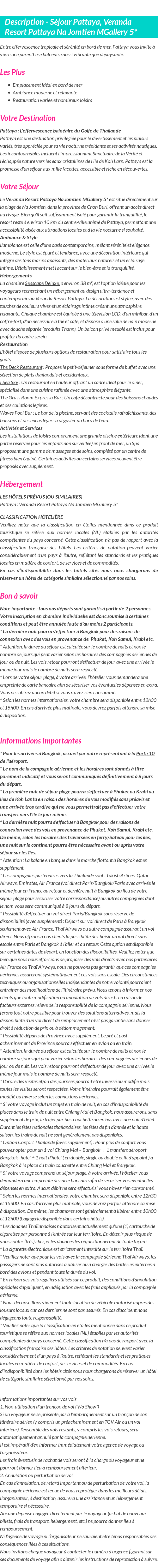 Détails du séjour