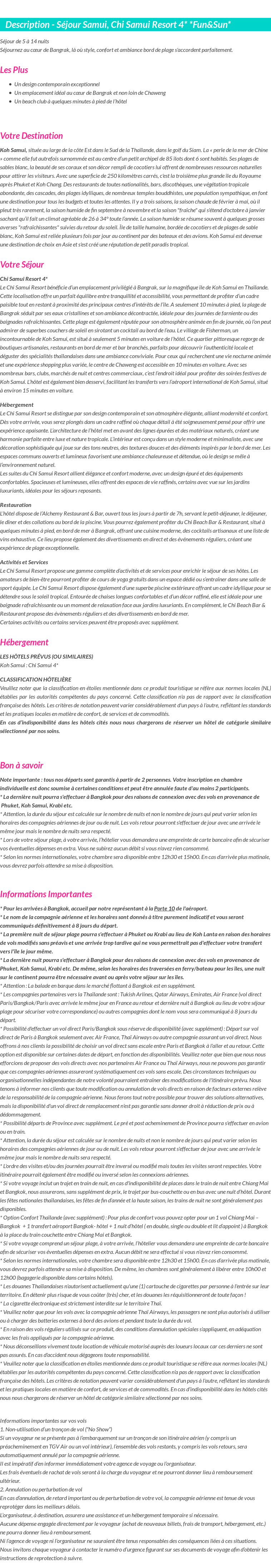 Détails du séjour