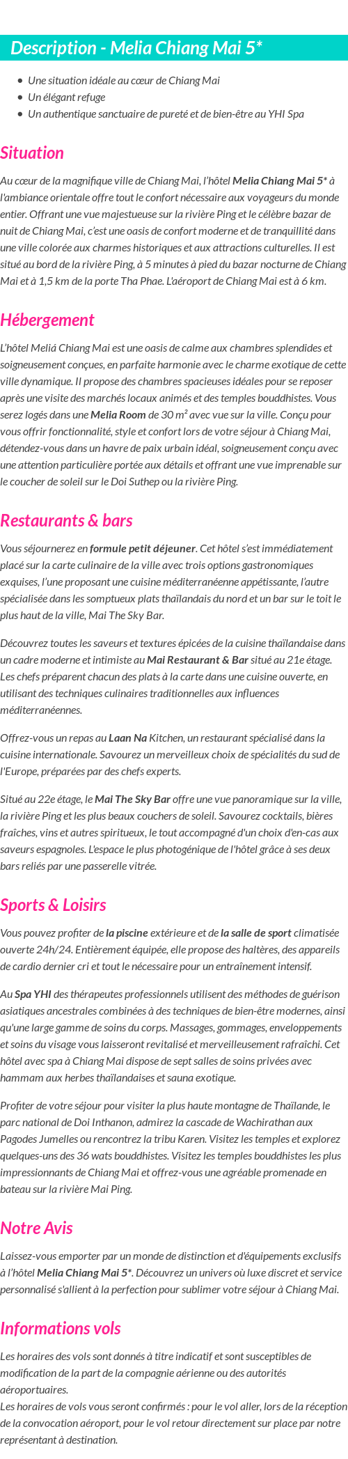 Détails du séjour