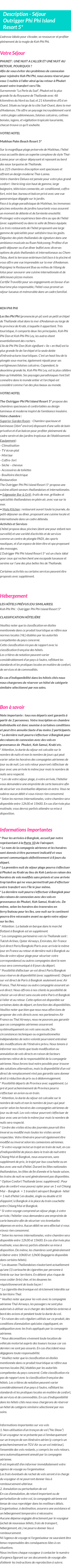 Détails du séjour