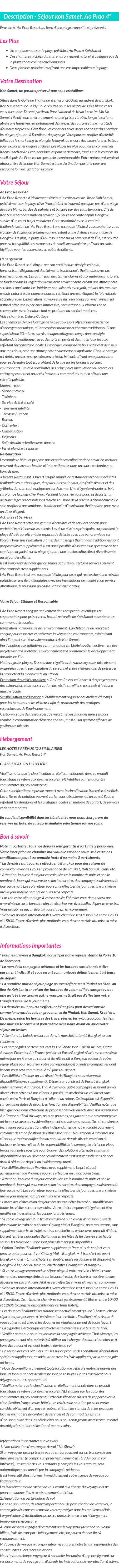 Détails du séjour
