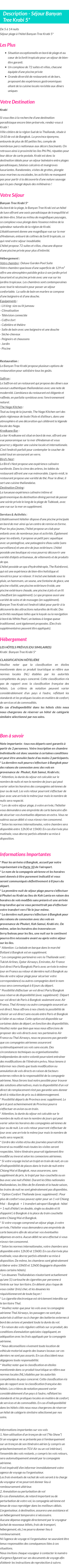 Détails du séjour