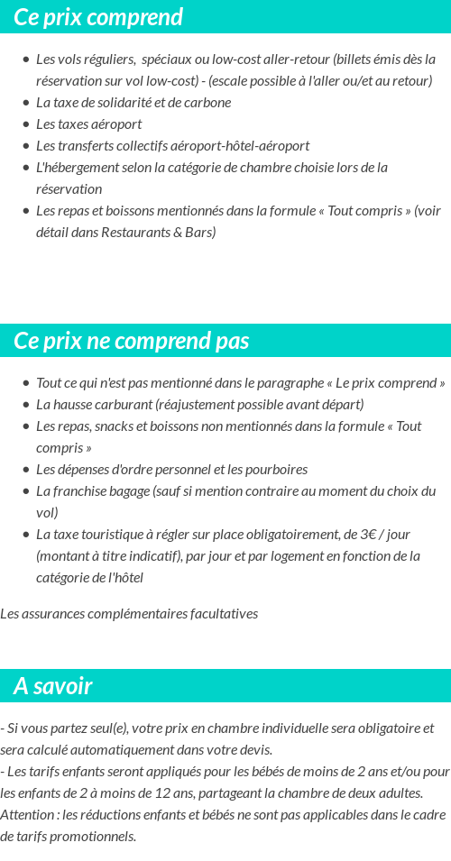 Conditions tarifaires