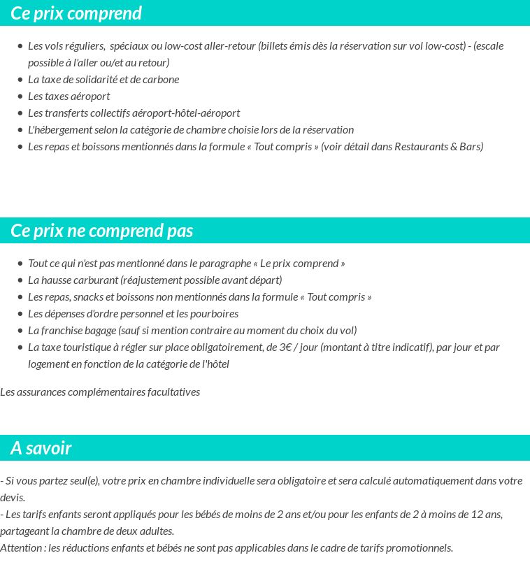 Conditions tarifaires