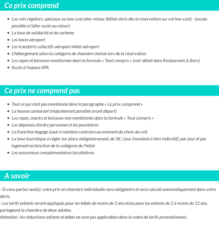 Conditions tarifaires
