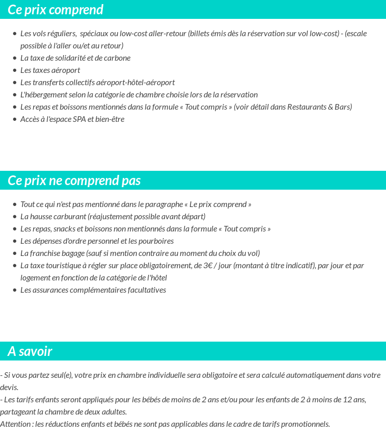 Conditions tarifaires