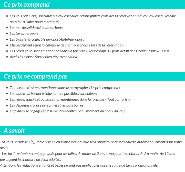 Conditions tarifaires