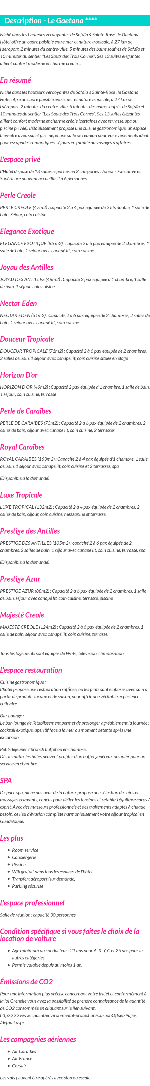 Détails du séjour