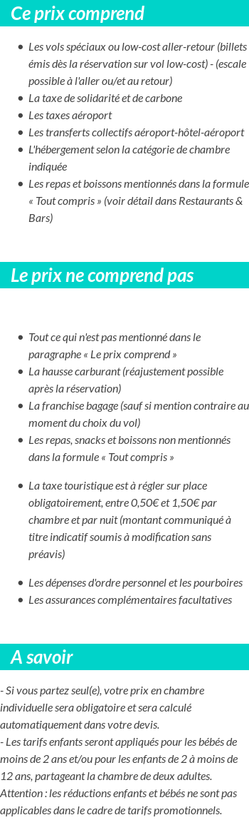Conditions tarifaires