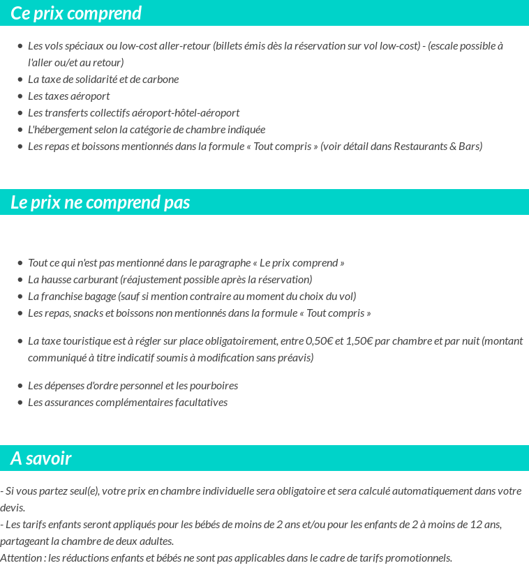 Conditions tarifaires