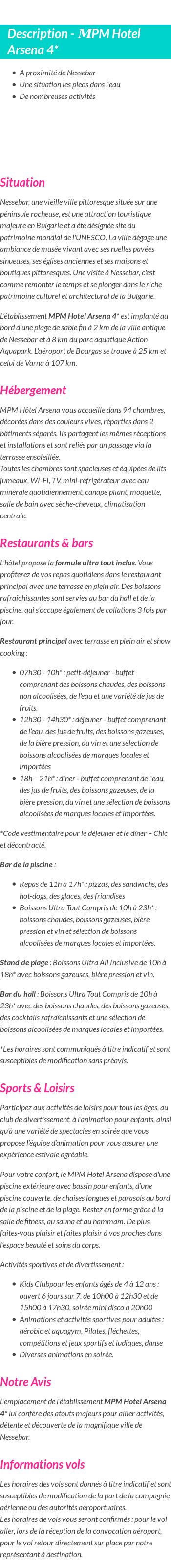 Détails du séjour