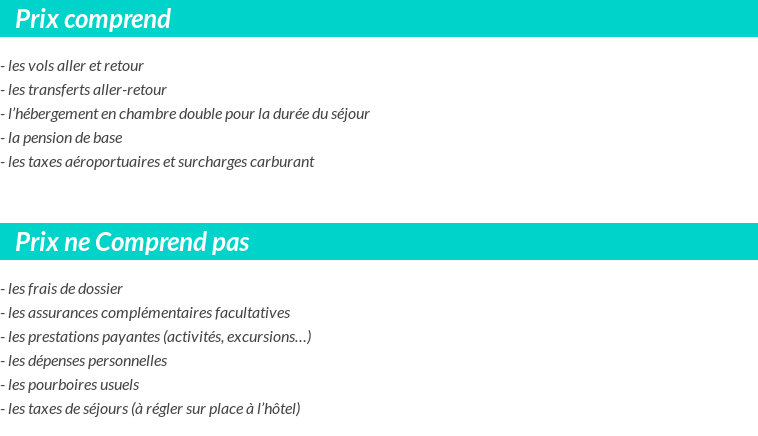 Conditions tarifaires