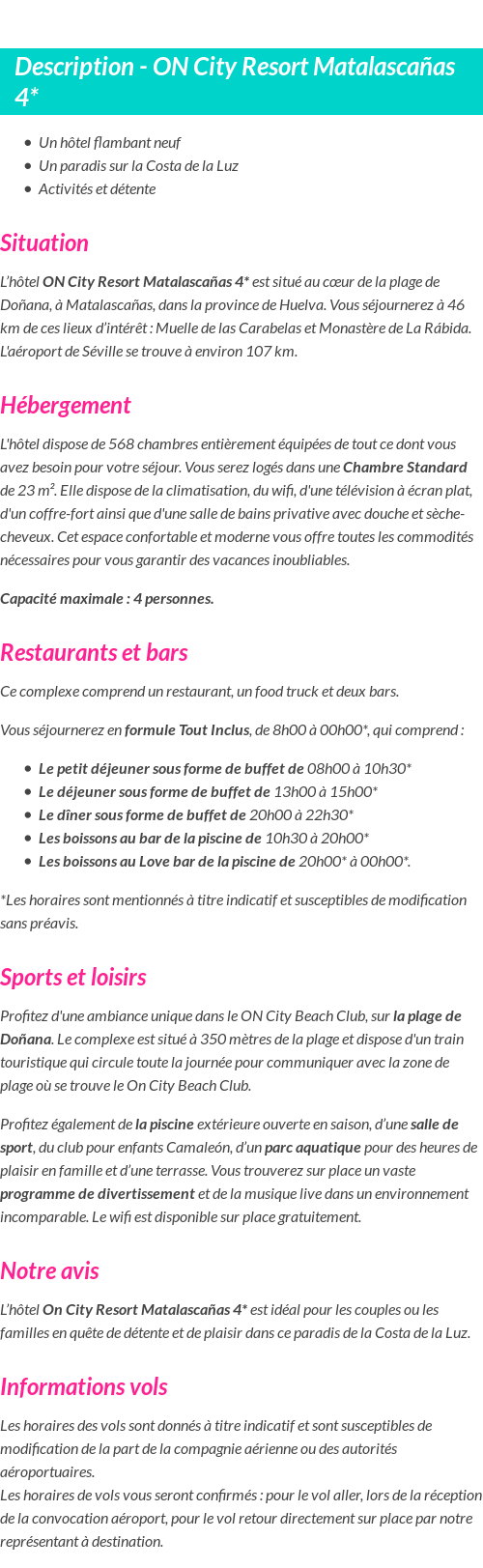 Détails du séjour