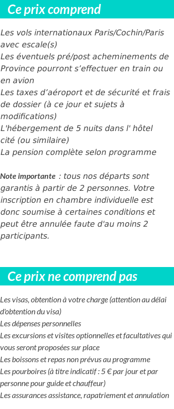 Conditions tarifaires