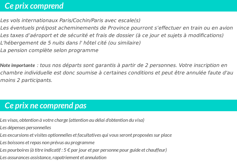 Conditions tarifaires