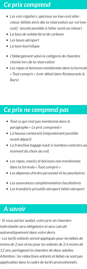 Conditions tarifaires