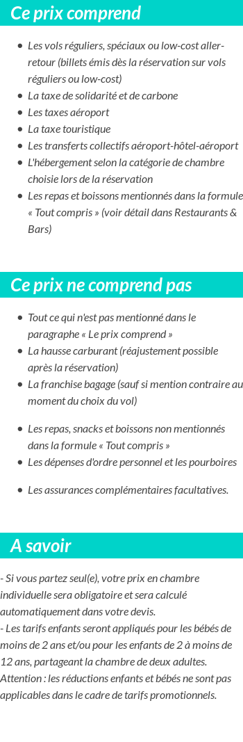 Conditions tarifaires