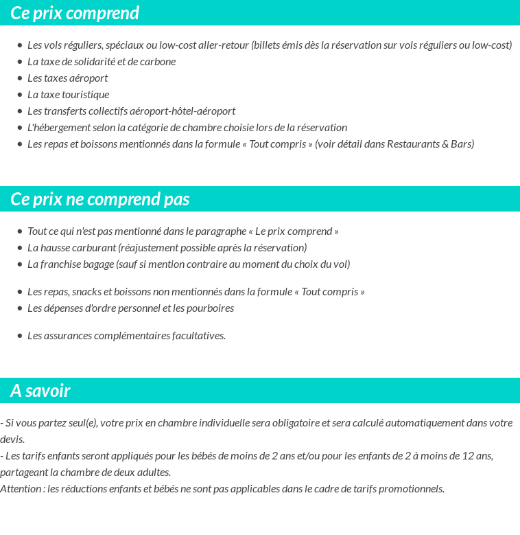 Conditions tarifaires