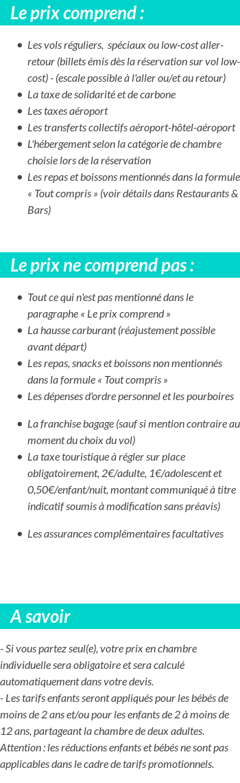 Conditions tarifaires